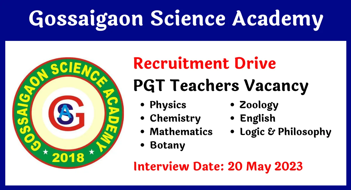 Gossaigaon Science Academy Recruitment